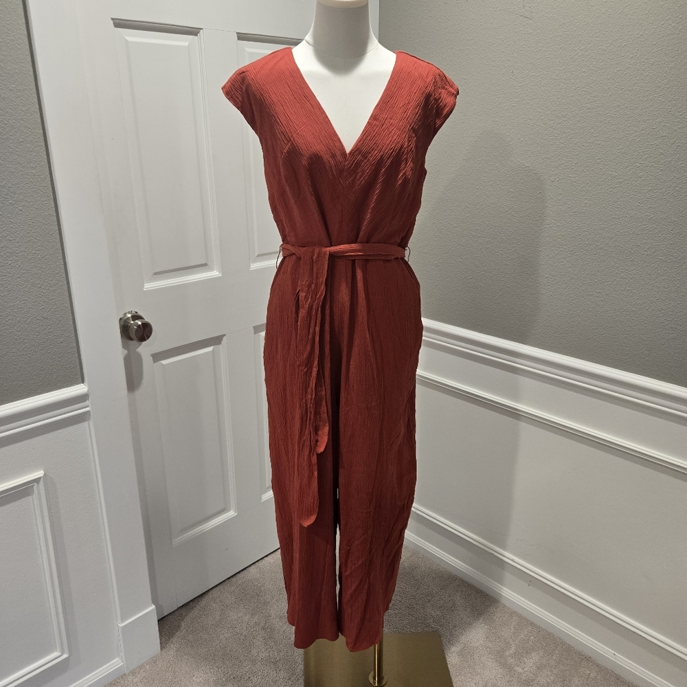 NWT Banana Republic Crinkle Jumpsuit in Scorched Orange Size 6
